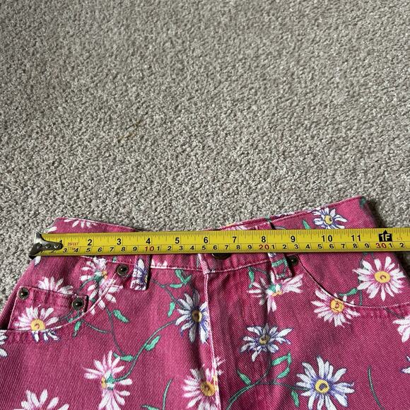 Vintage 90s New Legends Pink Floral Denim Casual High Waist Shorts Jorts 10Y - Picture 5 of 7